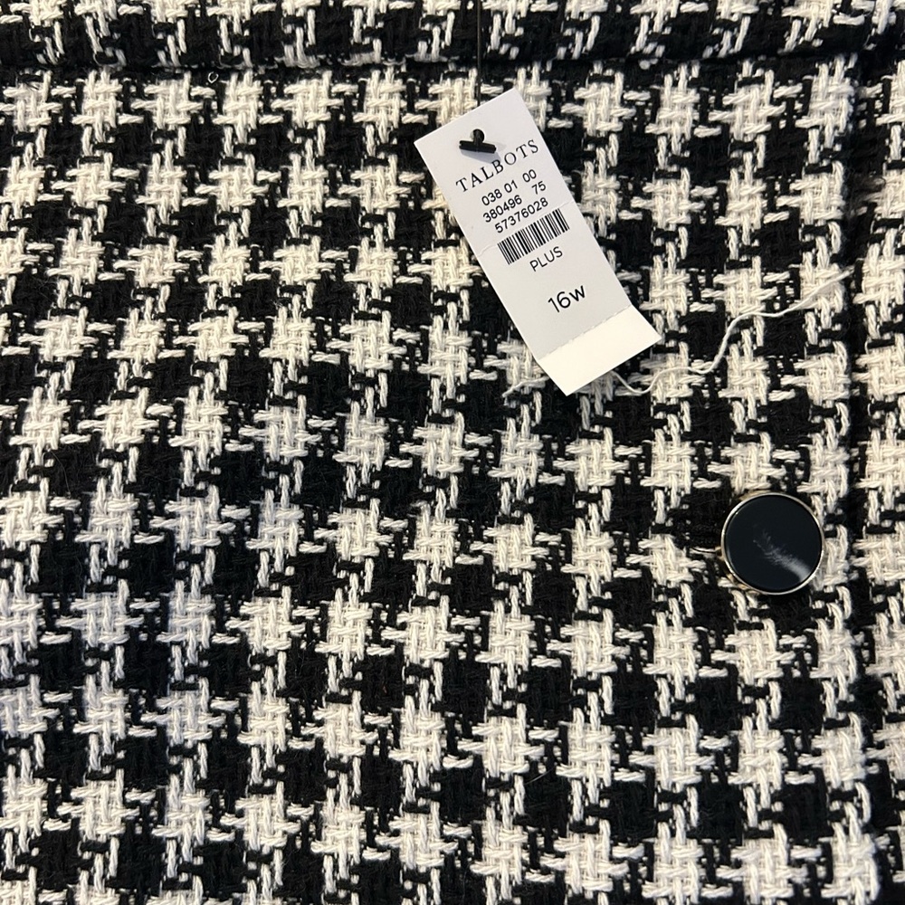 Talbots Black and White Houndstooth Skirt